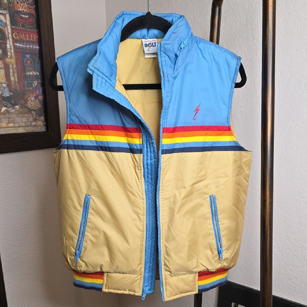 Vintage Lightning BOLT Colorful Men's Puffer Vest Unisex Medium